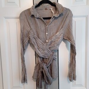 FP One Railroad Striped Wrap Top Size Large